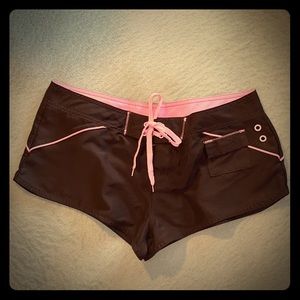 Brown with pink accent board shorts